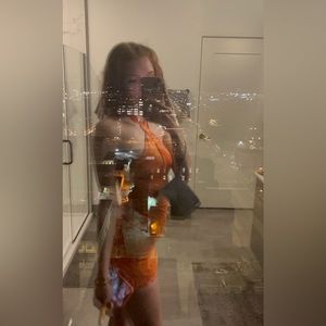 Orange multi color party dress